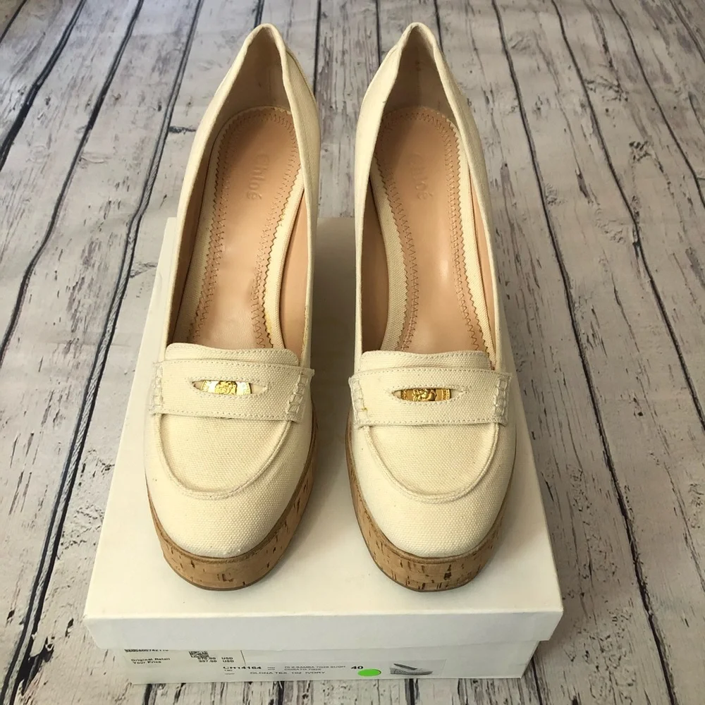Chloe platform penny loafer wedges